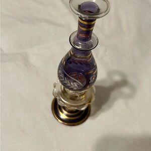 Vintage 5.25” Hand-Blown Egyptian Glass Perfume Bottle-No Stopper